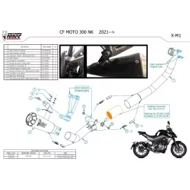 Mivv Sport Exhaust Full System Black CF Moto 300NK CF.007.LC4B + ACC.077.A1