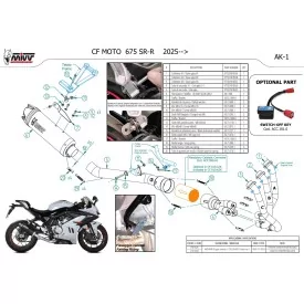 Mivv Echappement Sport Complet Noir fond carbone CF Moto 675SR-R CF.010.LZK + ACC.099.A1