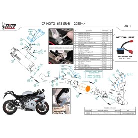 Mivv Sport Exhaust Full System Black carbon end cap CF Moto 675SR-R CF.010.LZK + ACC.099.A1