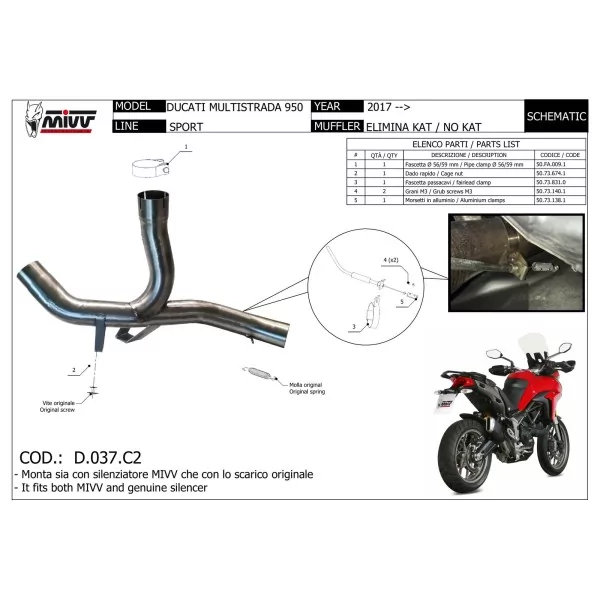 Mivv Decatalizzatore No Kat Ducati MULTISTRADA 950 / S