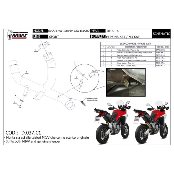 Mivv Decatalizzatore No Kat Ducati MULTISTRADA 1200 ENDURO