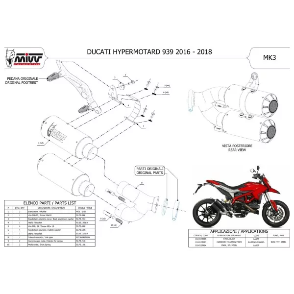 Mivv MK3 Nero Ducati HYPERMOTARD 939
