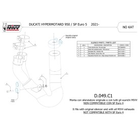 Mivv Decatalizzatore No Kat Ducati HYPERMOTARD 950 / SP / RVE D.049.C1