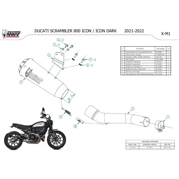 Mivv X-M1 Black Ducati SCRAMBLER 800 ICON / ICON DARK