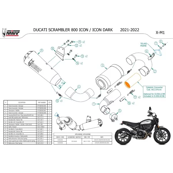 Mivv X-M1 Schwarz Ducati SCRAMBLER 800 ICON / ICON DARK