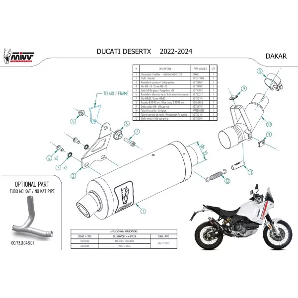 Mivv DAKAR Inox Ducati DESERTX