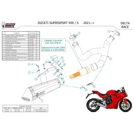 Mivv DELTA RACE Inox Ducati SUPERSPORT 950 / S D.054.LDRX + ACC.046.A1