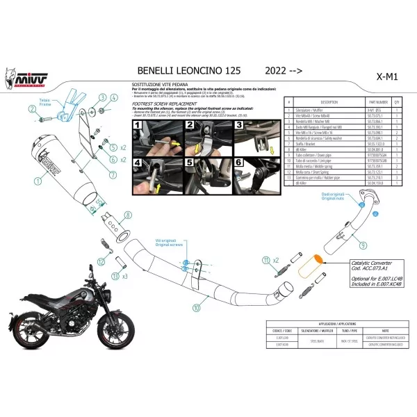 Mivv Komplette Sport-Auspuffanlage Schwarz Benelli LEONCINO 125