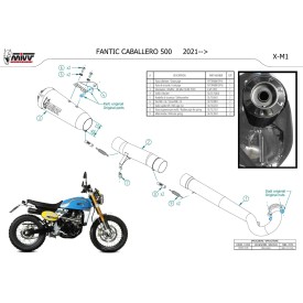 Mivv Komplette Sport-Auspuffanlage Schwarz Fantic Motor CABALLERO 500 FM.001.SC4B