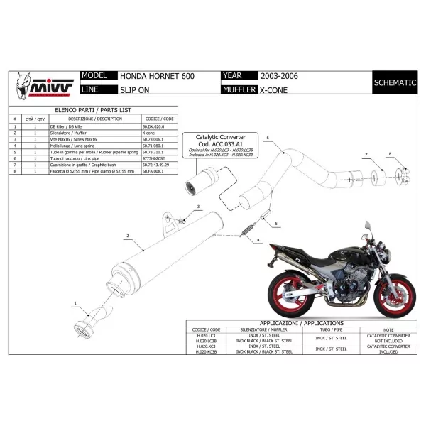 Mivv X-cone Honda Hornet 600