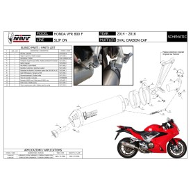 Mivv OVAL Carbone fond carbone Honda VFR 800 F H.064.LEC