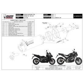Mivv OVAL Carbon Carbon-Endkappe Honda NC 750 S / X H.065.L3C