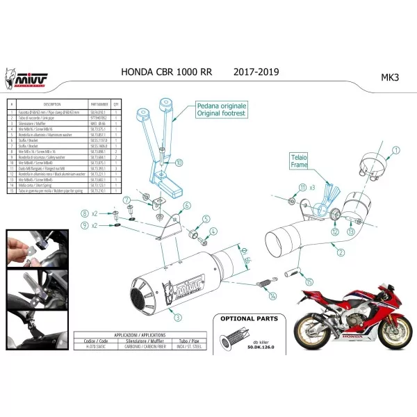 Mivv MK3 Carbone Honda CBR 1000 RR