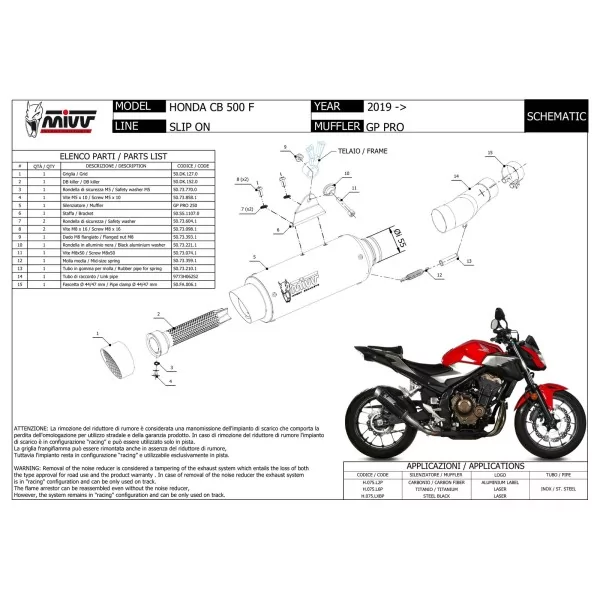 Mivv GP PRO Honda CB 500&nbsp;F
