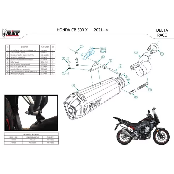 Mivv DELTA RACE Edelstahl Honda CB 500 X