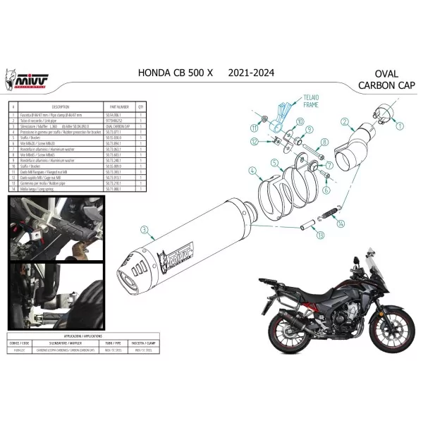 Mivv OVAL Carbono fondo carbono Honda CB 500 X