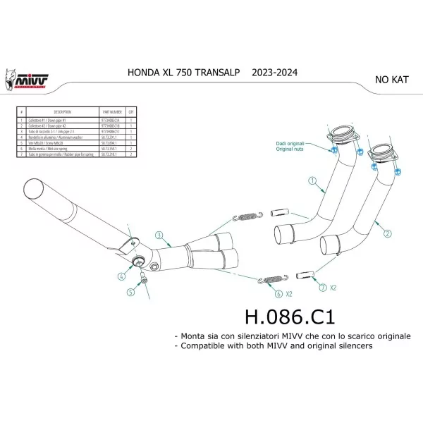 Mivv No Kat Dacatalyzer Honda XL 750 Transalp