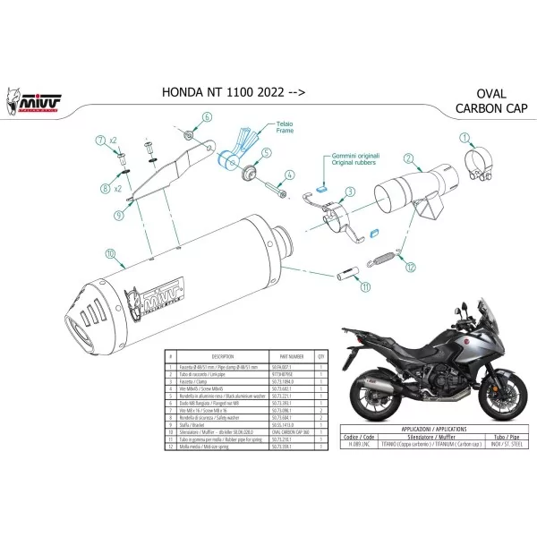 Mivv OVAL Titan Carbon-Endkappe Honda NT 1100