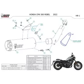 Mivv HR-1 Nero fondello carbonio Honda CMX 500 REBEL H.091.LH1BC