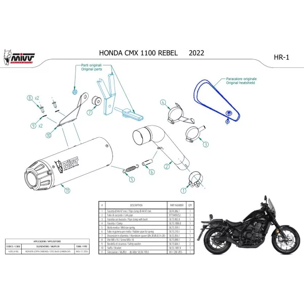 Mivv HR-1 Noir fond carbone Honda CMX 1100 REBEL