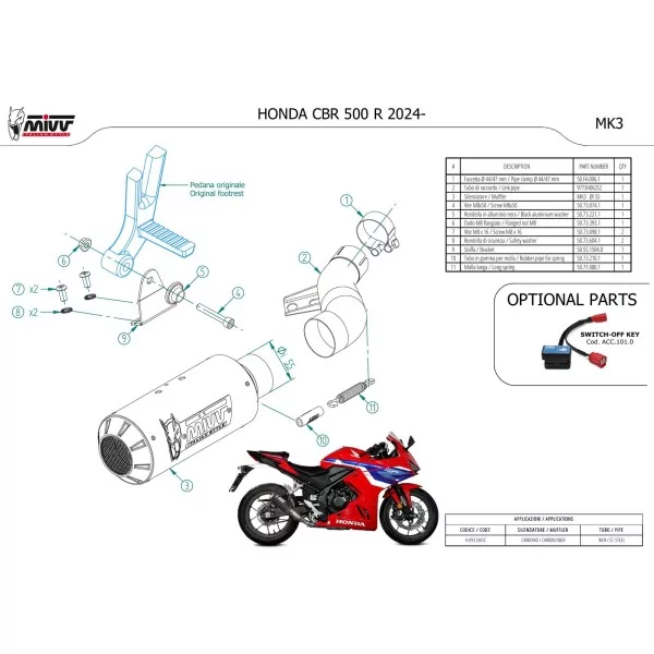 Mivv MK3 Carbon Honda CBR 500 R