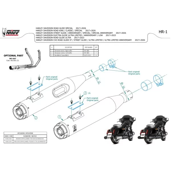 Mivv HR-1 Inox Poli fond aluminium HD ROAD KING / CLASSIC / SPECIAL