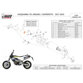 Mivv OVAL Titanium carbon end cap Husqvarna 701 ENDURO / SUPERMOTO HU.001.L4C + ACC.041.A1