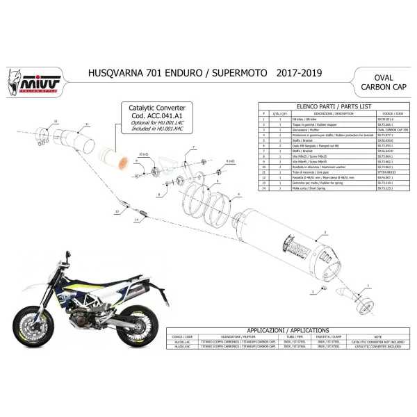 Mivv OVAL Titanio fondo carbono Husqvarna 701 ENDURO / SUPERMOTO