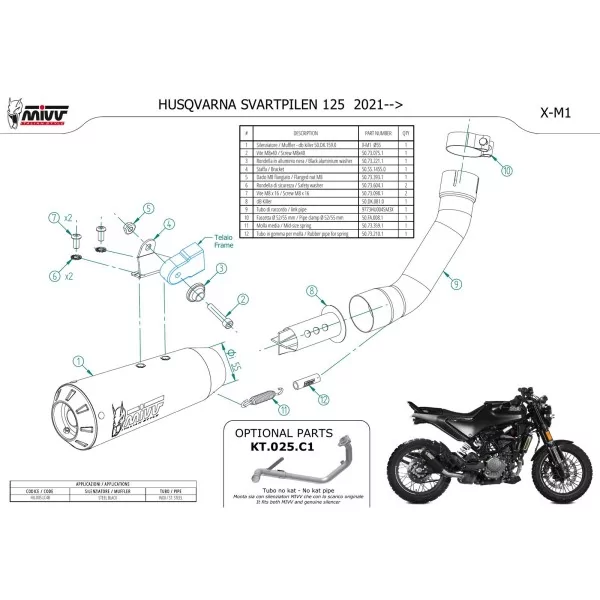 Mivv X-M1 Schwarz Husqvarna SVARTPILEN 125