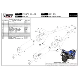 Mivv OVAL Noir fond carbone Kawasaki ZZR 1400 K.027.LVC