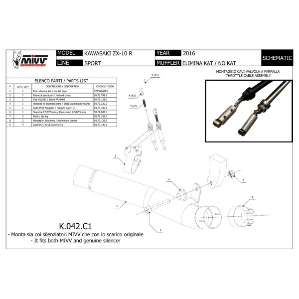 Mivv Decat Pipe No Kat Kawasaki Ninja ZX-10R