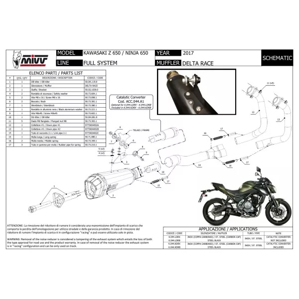 Mivv Delta Race Kawasaki Z 650
