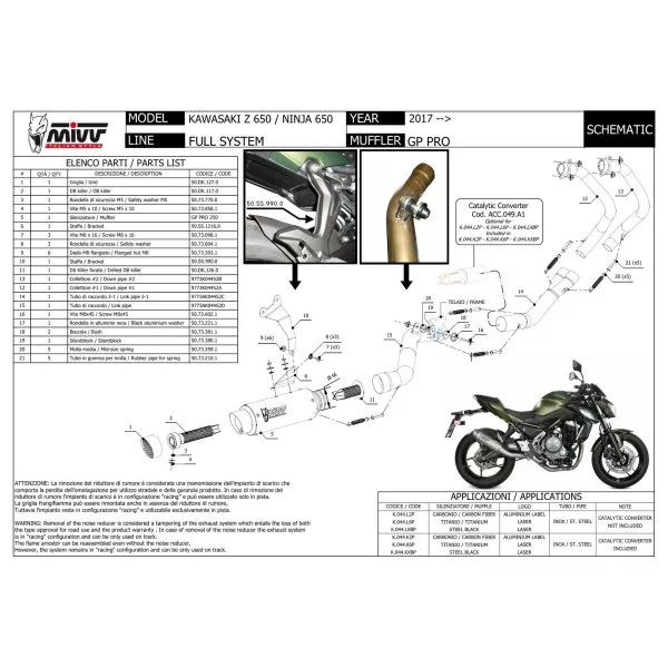 Mivv GP PRO Kawasaki Z 650