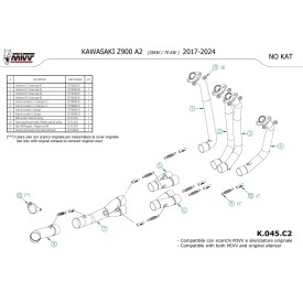 Mivv Tubo Descatalizador Kawasaki Z900 A2 (35 KW / 70 KW) K.045.C2
