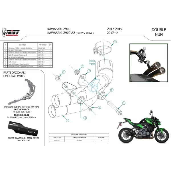 Mivv Double Gun Black Kawasaki Z900