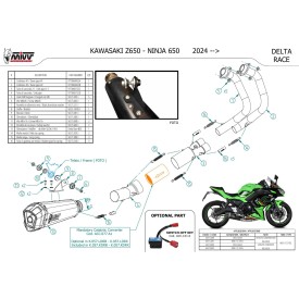 Mivv Scarico Sportivo Completo Inox Kawasaki Z650 K.057.KDRX + ACC.077.A1