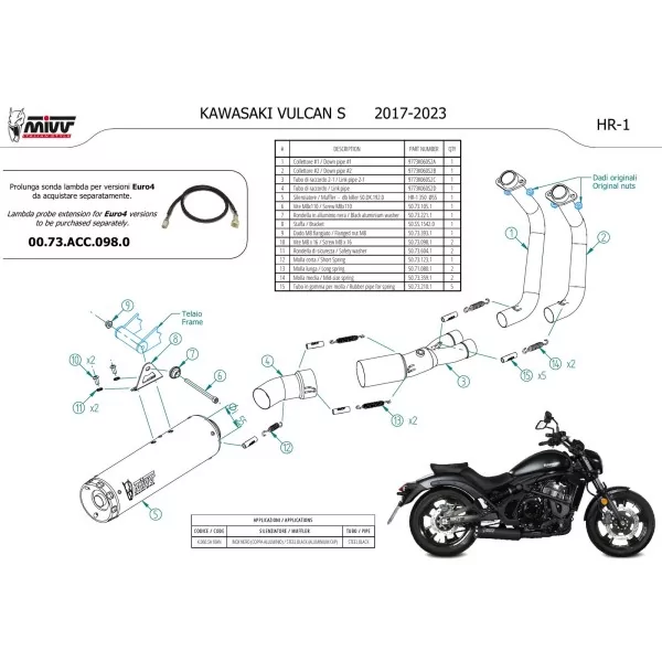 Mivv Scarico Sportivo Completo Nero Kawasaki VULCAN S