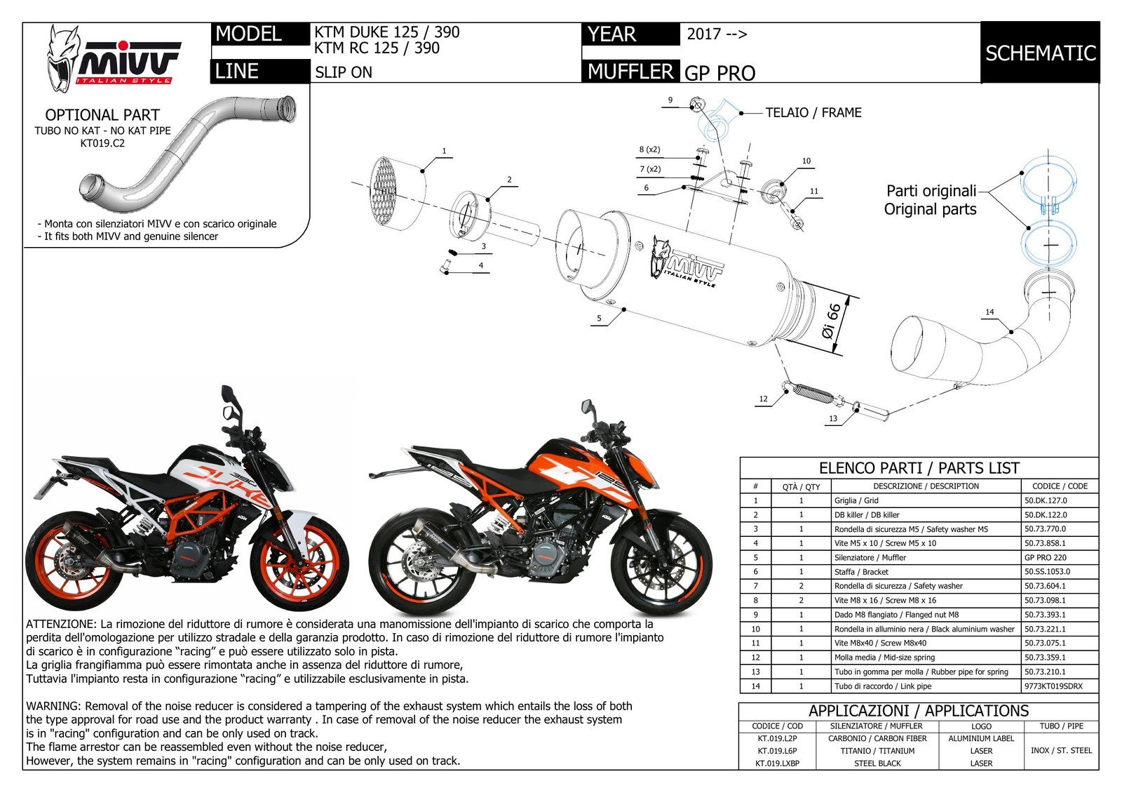 Exhaust Mivv Ktm Duke 390 2017/2020 KT.019.L2P