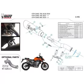 Mivv X-M5 Black Ktm 890 DUKE KT.020.LC5B