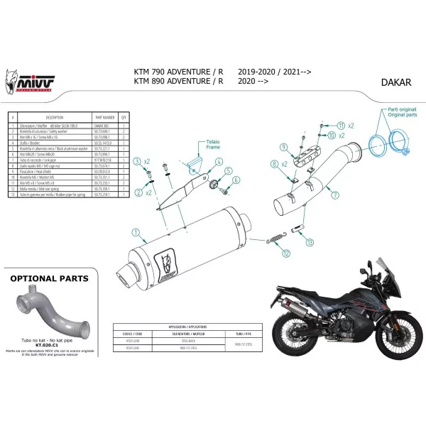 Mivv DAKAR Inox Ktm 890 ADVENTURE / R