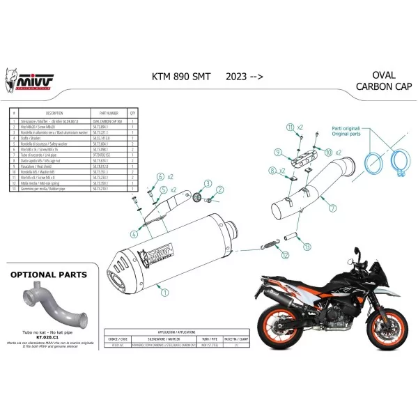 Mivv OVAL Negro fondo carbono Ktm 890 SMT