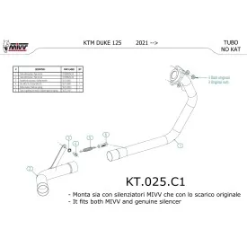 Mivv Katalysator-Ersatzrohr Husqvarna SVARTPILEN 125 KT.025.C1