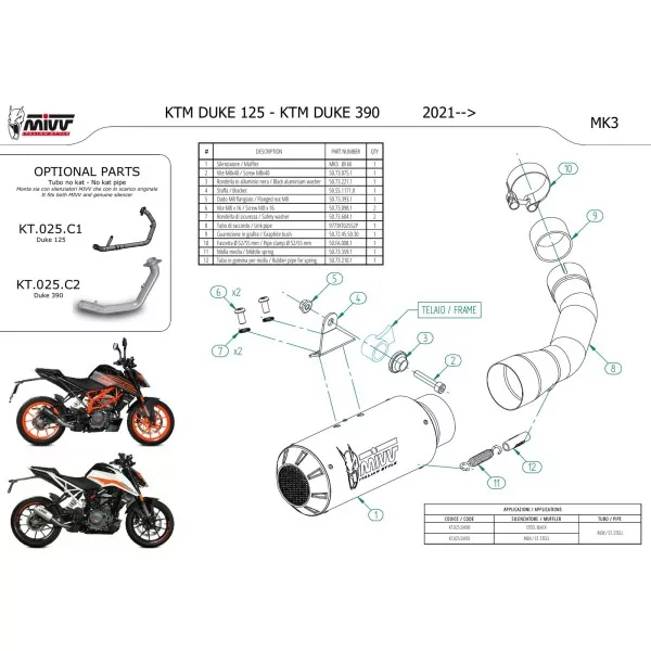 Mivv MK3 Black Ktm 390 DUKE
