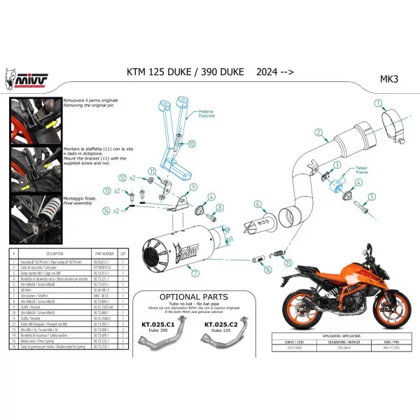 Mivv MK3 Noir Ktm 125 DUKE
