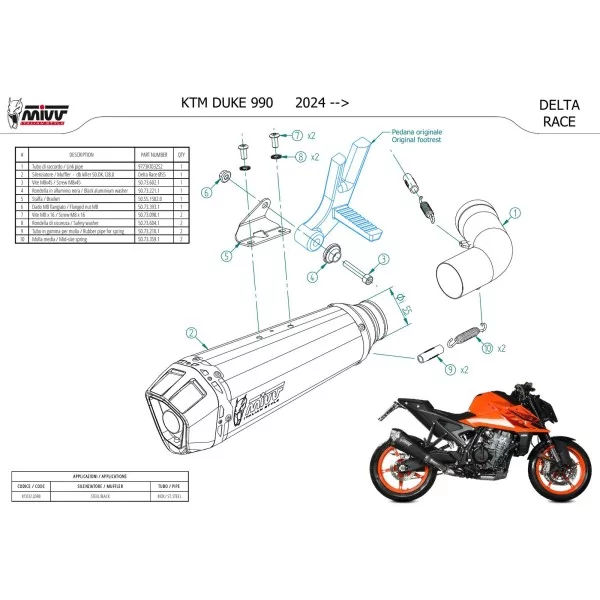 Mivv DELTA RACE Nero Ktm 990 DUKE