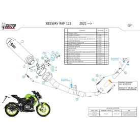 Mivv Scarico Sportivo Completo Nero fondello carbonio Keeway RKF 125 KW.001.LXBC + ACC.073.A1