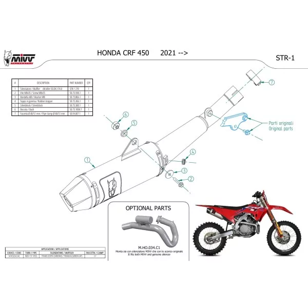 Mivv STR1 Titane Honda CRF 450 R