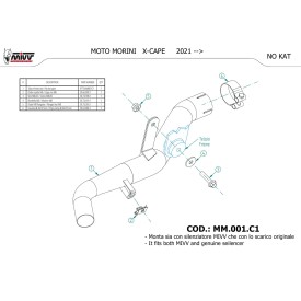 Mivv De-Cat Pipe Moto Morini X-CAPE MM.001.C1