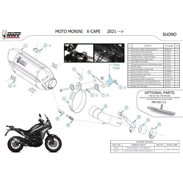 Mivv SUONO Inox Moto Morini X-CAPE