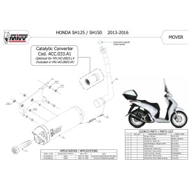 Mivv Echappement Sport Complet Noir Honda SH 125 MV.HO.0003.LV + ACC.033.A1